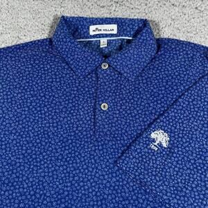 Peter Millar Polo Shirt Mens S All Over Print Oak Tree 1898 Summer Comfort Golf